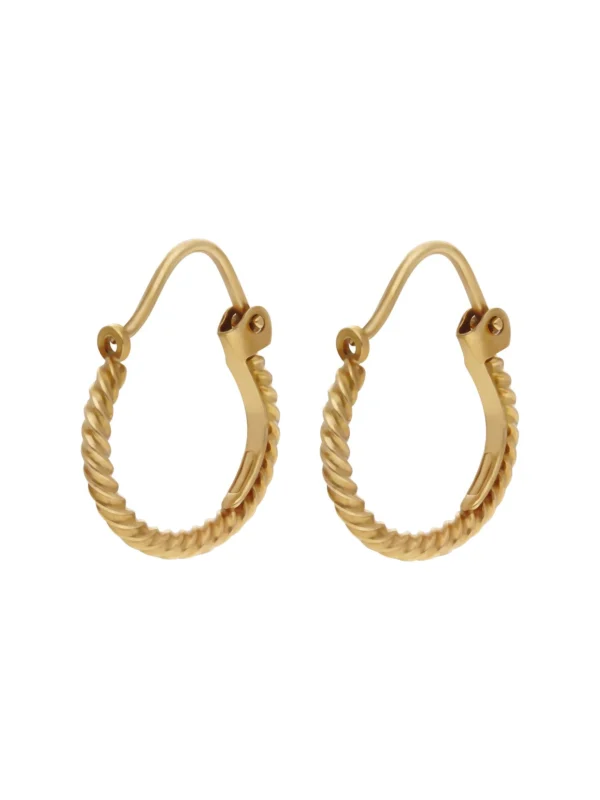 William May 9ct Yellow Gold Small Twist Creole Earrings