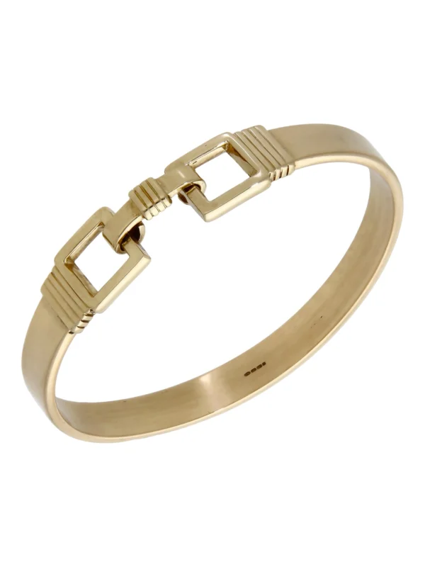William May 9ct Yellow Gold Solid Buckle Style Hookover Bangle