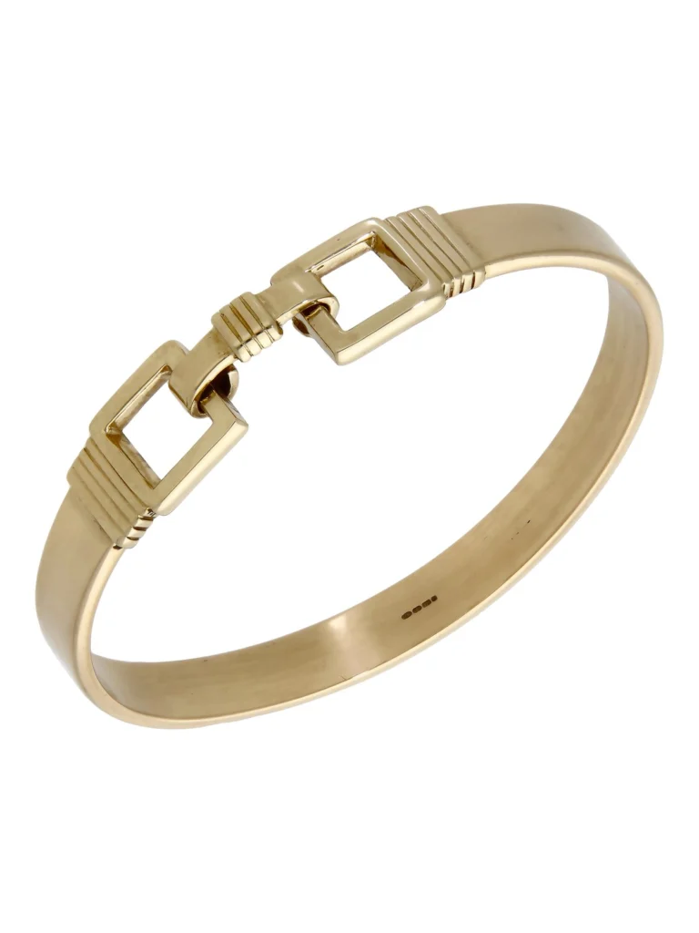 William May 9ct Yellow Gold Solid Buckle Style Hookover Bangle