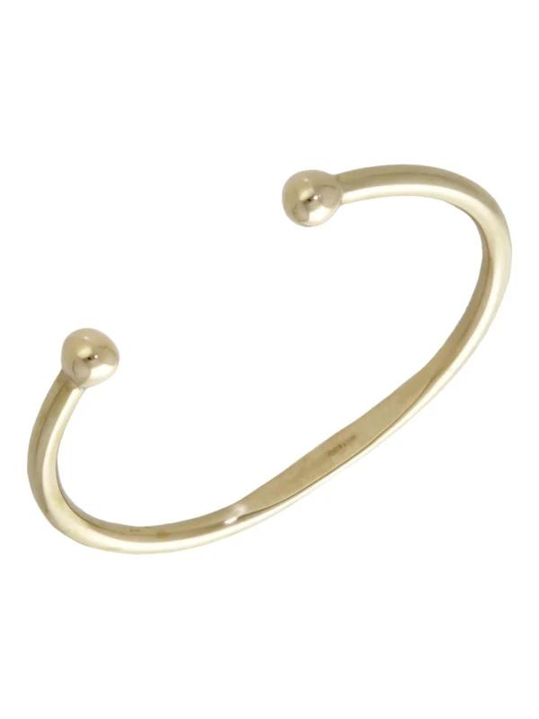 William May 9ct Yellow Gold Solid Identity Bar Torque Bangle