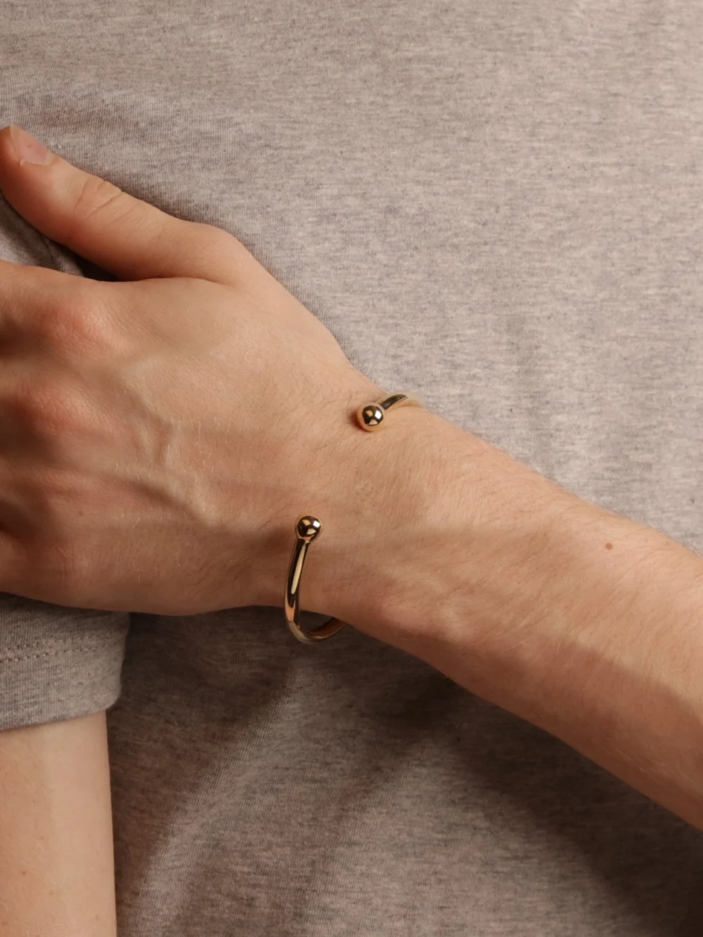 William May 9ct Yellow Gold Solid Identity Bar Torque Bangle, view 2