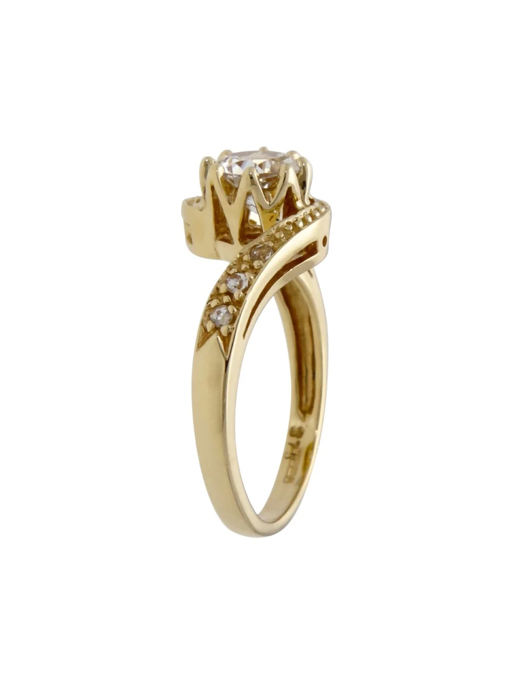William May 9ct Yellow Gold Spinel Solitaire Twist Ring, view 2
