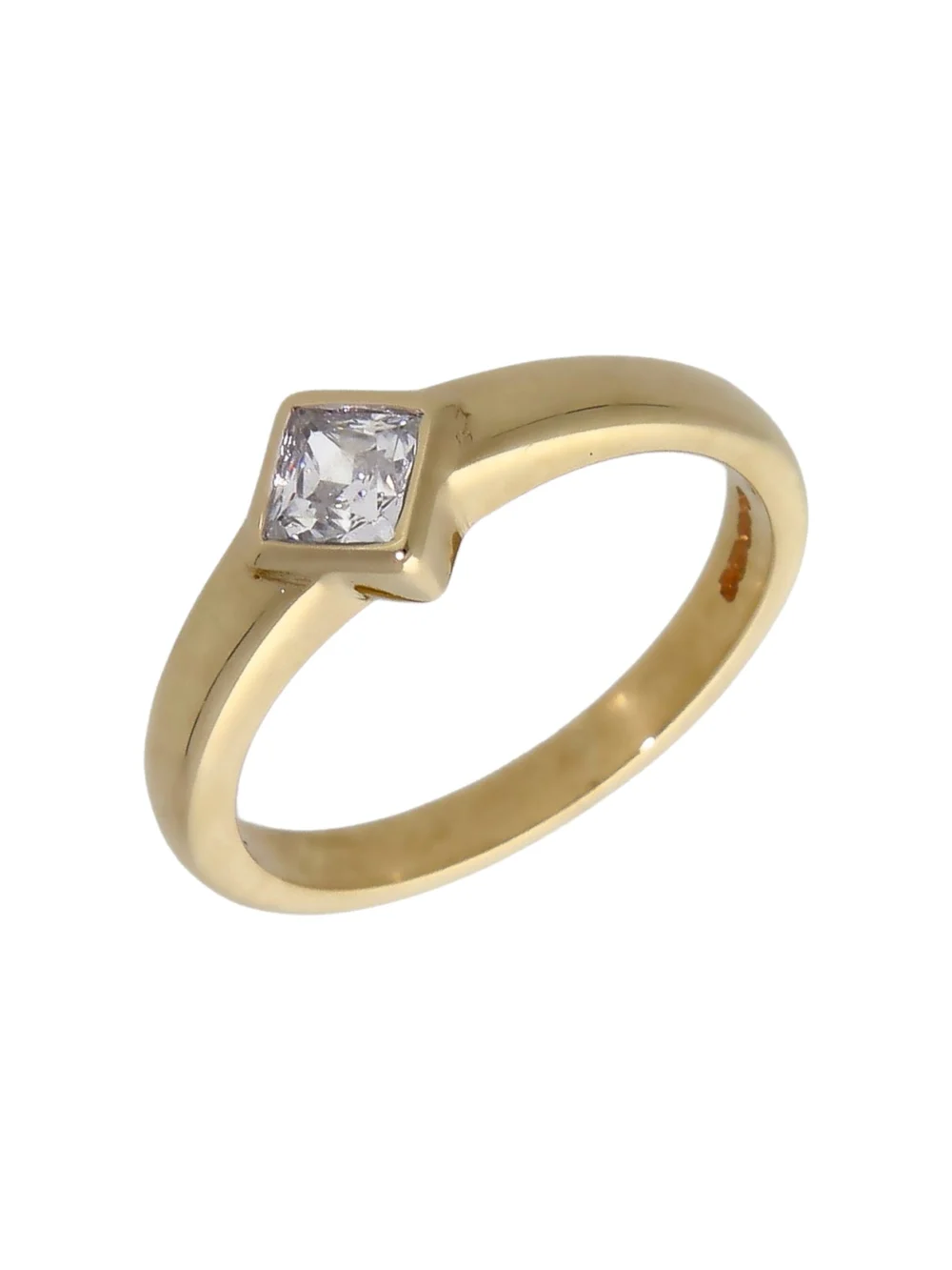William May 9ct Yellow Gold Square Cubic Zirconia Solitaire Ring