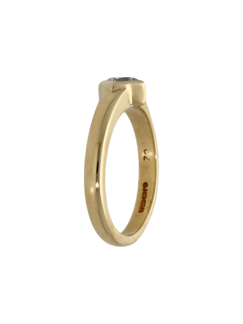 William May 9ct Yellow Gold Square Cubic Zirconia Solitaire Ring, view 2