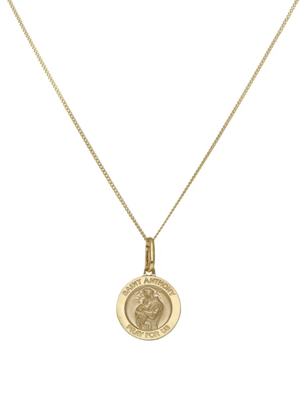 William May 9ct Yellow Gold St.anthony Pendant & 18" Chain Necklace