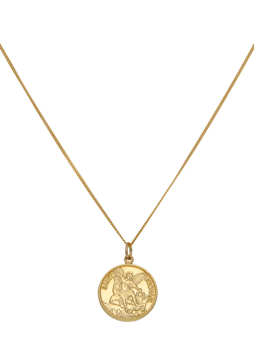 William May 9ct Yellow Gold St.michael Pendant & 20" Chain Necklace