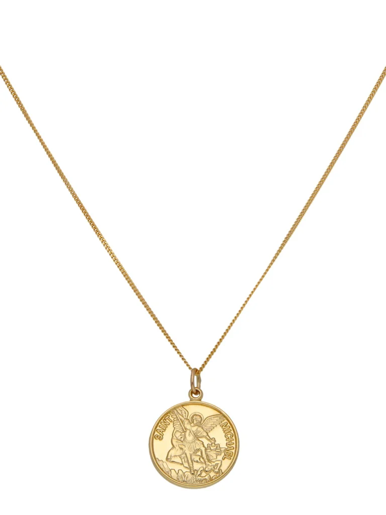 William May 9ct Yellow Gold St.michael Pendant & 20" Chain Necklace