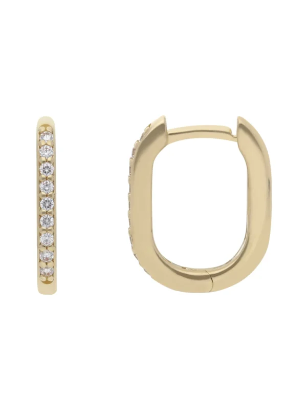William May 9ct Yellow Gold Stone Set Small Huggie Hoop Earrings