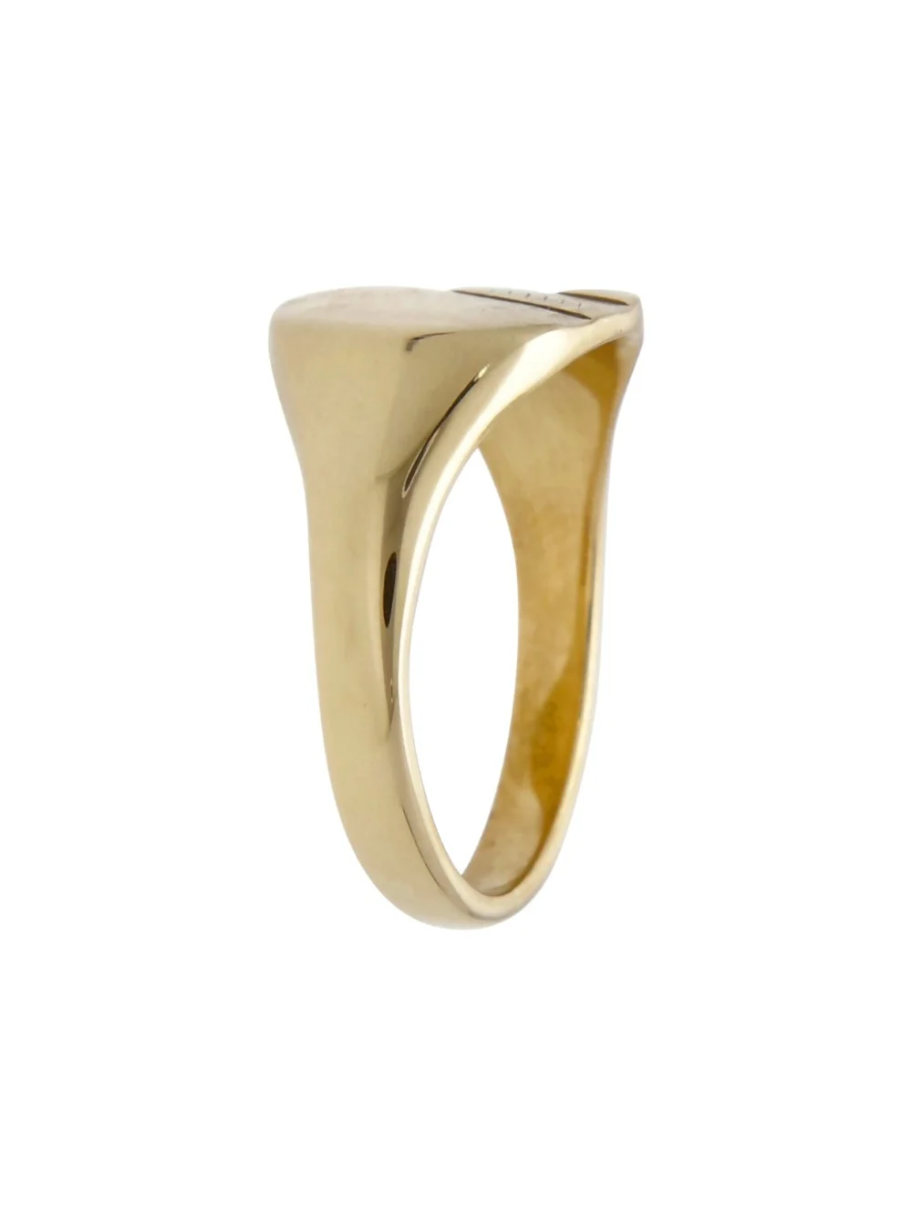 William May 9ct Yellow Gold Striped Corner Signet Ring, view 2