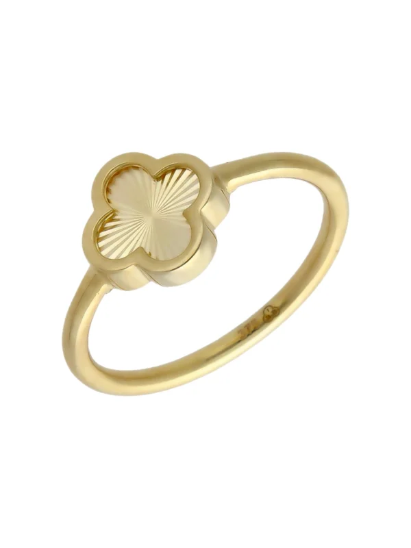 William May 9ct Yellow Gold Sunburst Clover Petal Ring