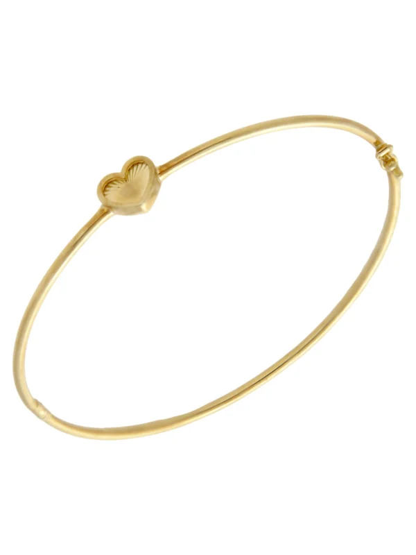 William May 9ct Yellow Gold Sunburst Heart Hollow Bangle