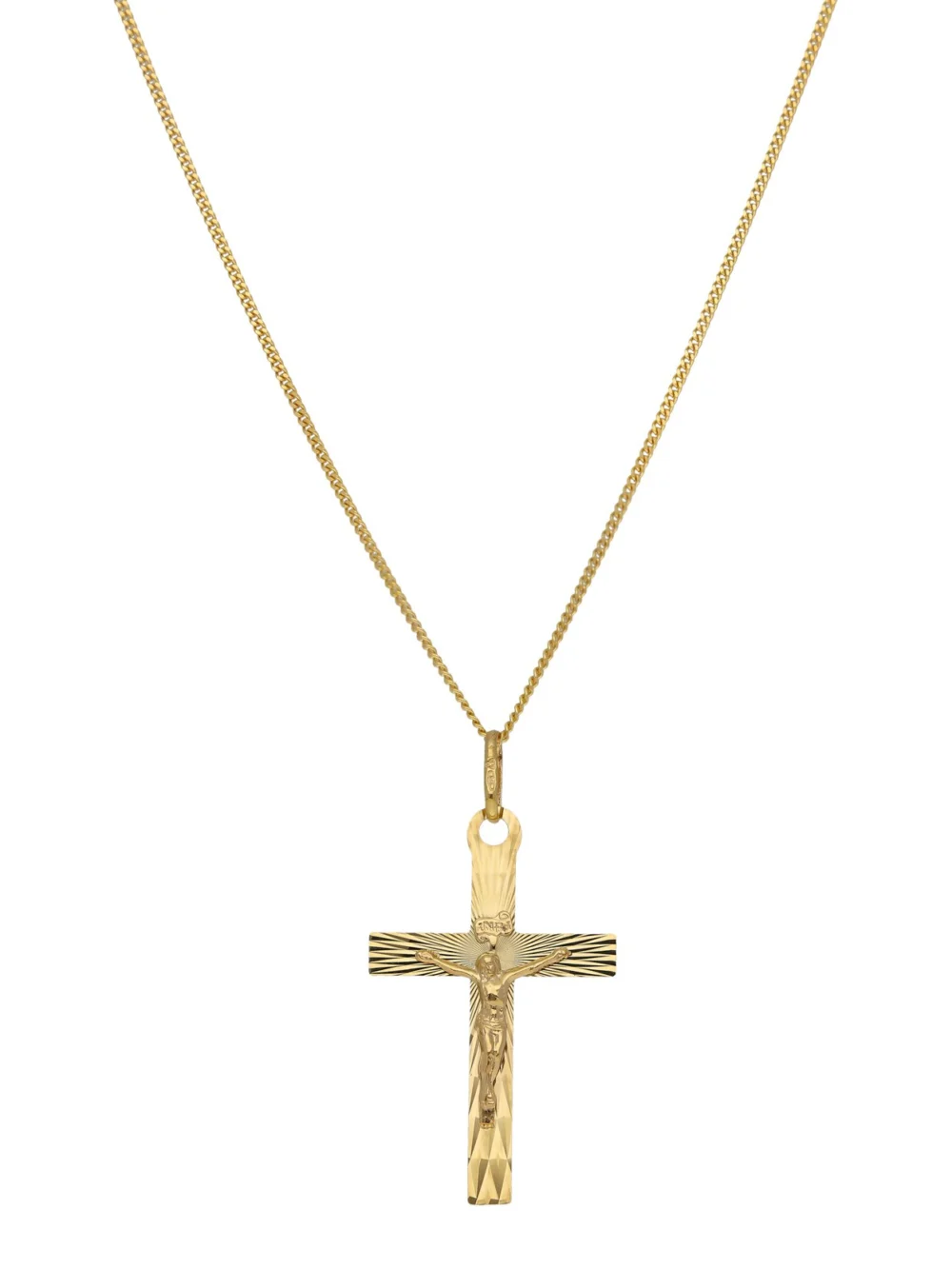 William May 9ct Yellow Gold Sunray Crucifix Pendant & 20" Necklace, view 2