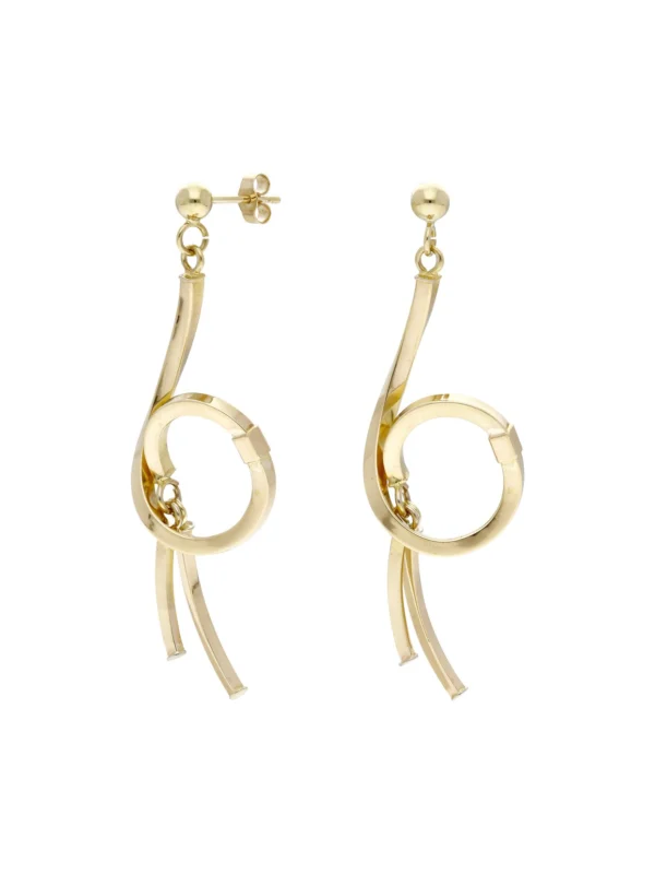 William May 9ct Yellow Gold Swirl Drop Earrings