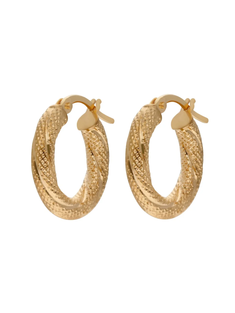 William May 9ct Yellow Gold Textured Hoop Creole Earrings
