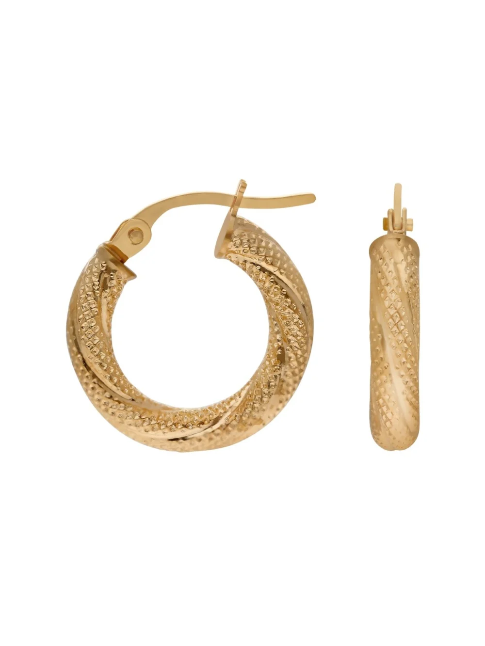 William May 9ct Yellow Gold Textured Hoop Creole Earrings, view 2