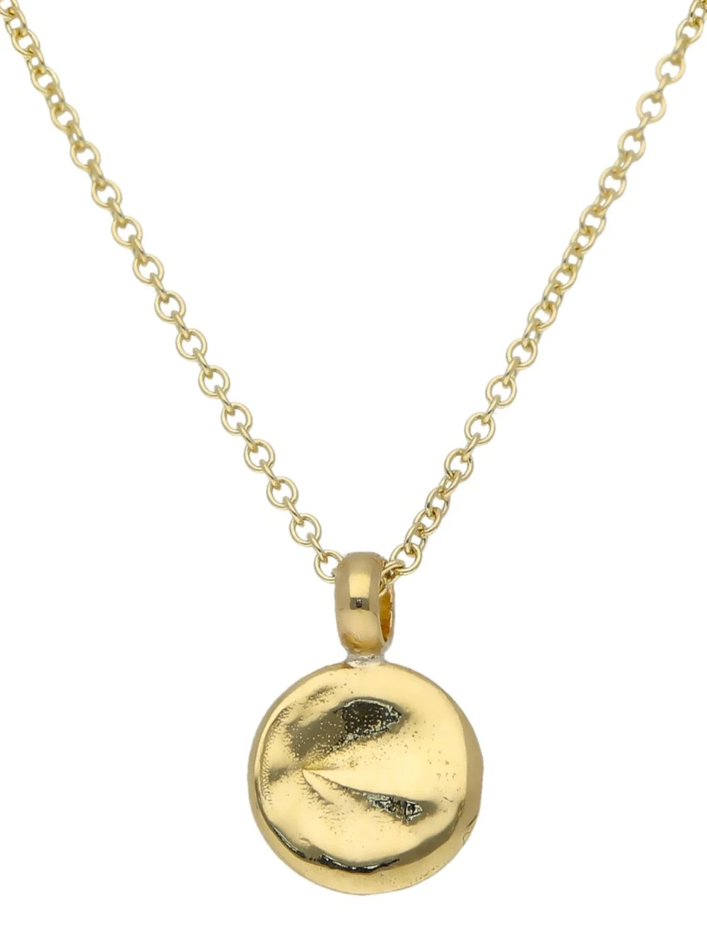 William May 9ct Yellow Gold Textured Small Disc Pendant & 18" Necklace