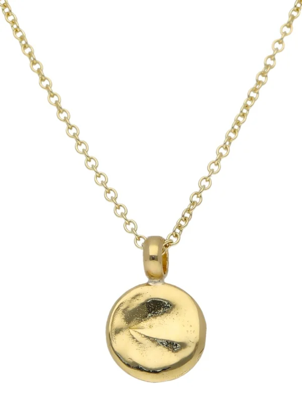 William May 9ct Yellow Gold Textured Small Disc Pendant & 18" Necklace