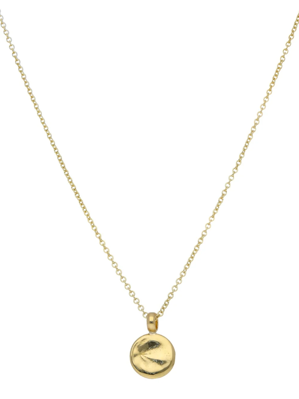 William May 9ct Yellow Gold Textured Small Disc Pendant & 18" Necklace, view 5
