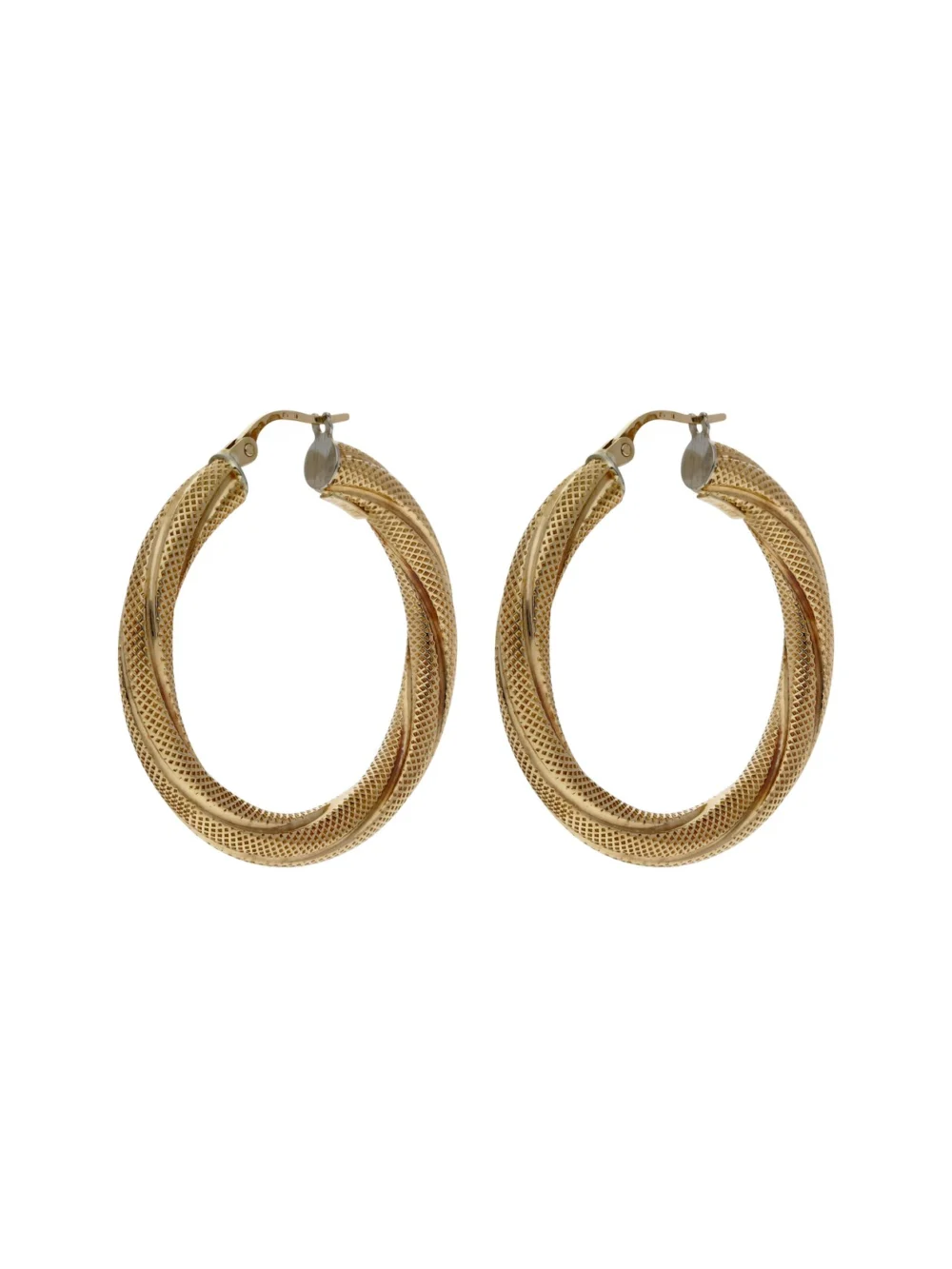 William May 9ct Yellow Gold Textured Twist Hoop Creole Earrings