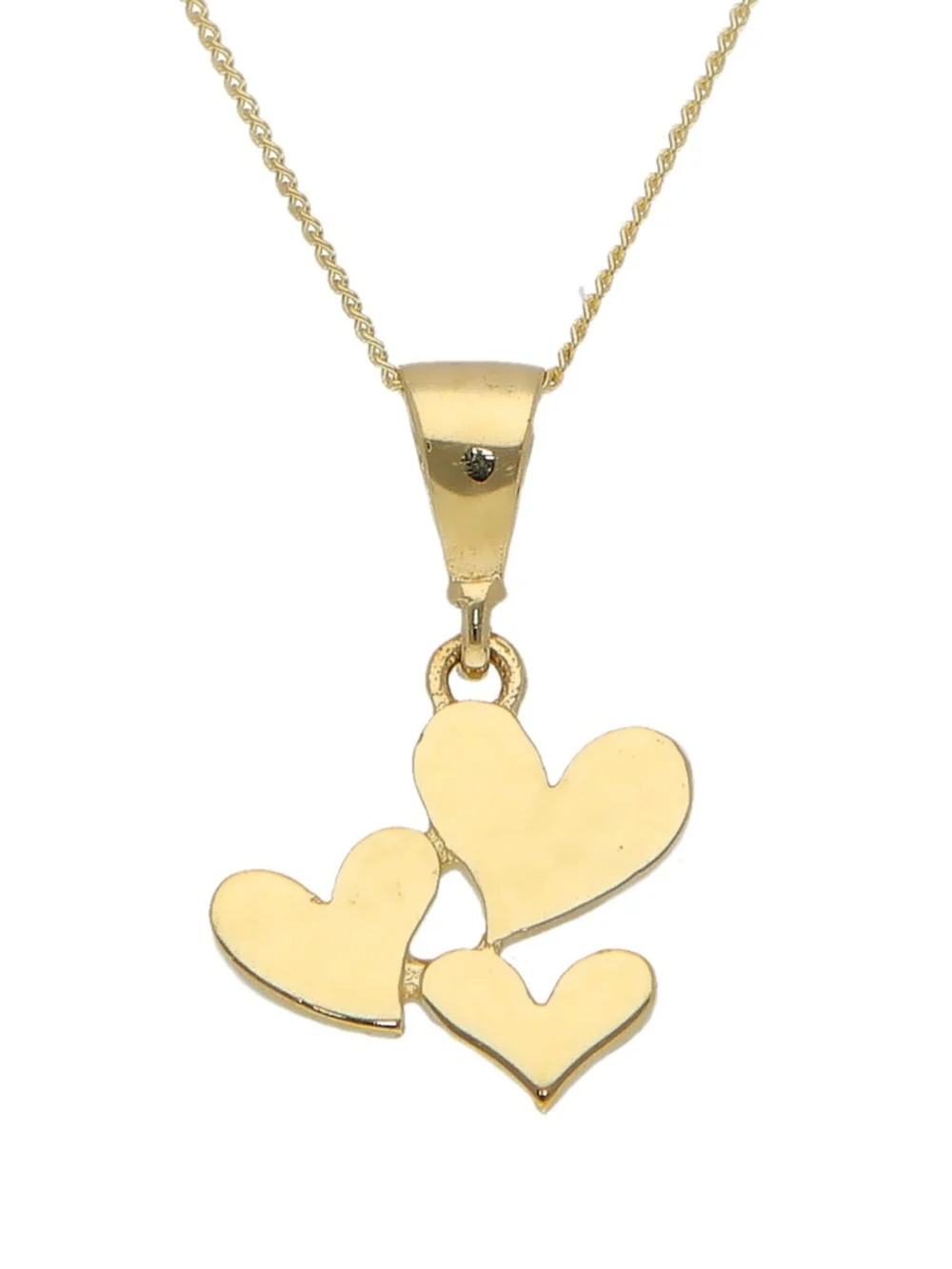 William May 9ct Yellow Gold Triple Heart Pendant & 18" Chain Necklace