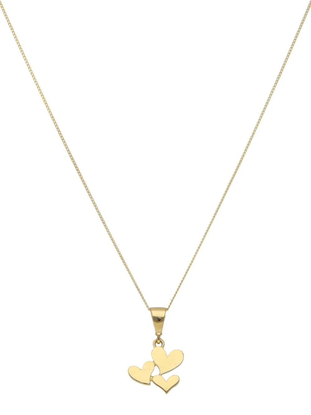 William May 9ct Yellow Gold Triple Heart Pendant & 18" Chain Necklace, view 2