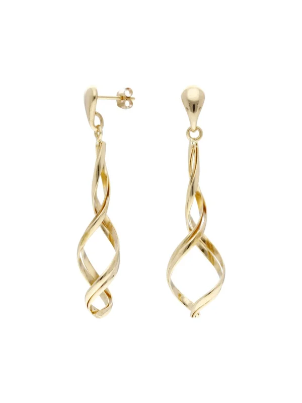 William May 9ct Yellow Gold Twist Drop Earrings
