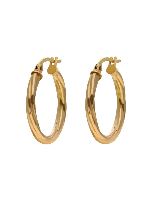 William May 9ct Yellow Gold Twist Hoop Creole Earrings
