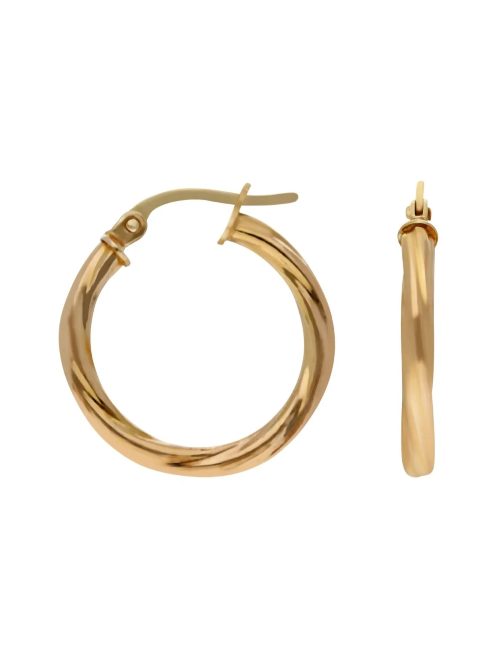 William May 9ct Yellow Gold Twist Hoop Creole Earrings, view 2