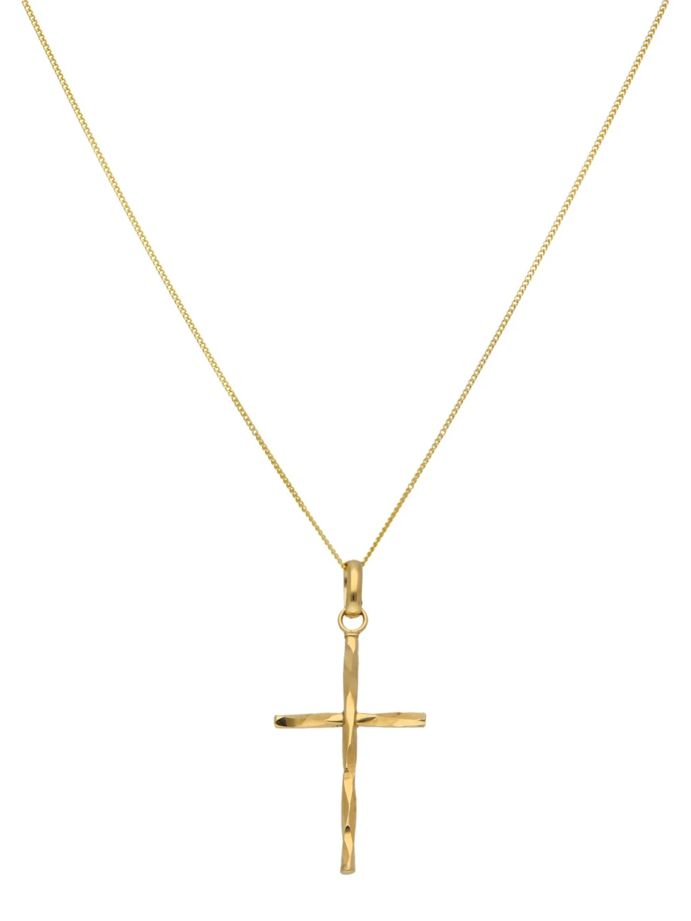 William May 9ct Yellow Gold Twisted Cross Pendant & 18" Chain Necklace
