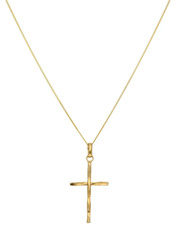 William May 9ct Yellow Gold Twisted Cross Pendant & 18" Chain Necklace