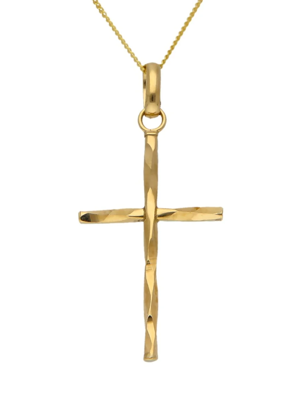 William May 9ct Yellow Gold Twisted Cross Pendant & 18" Chain Necklace, view 2