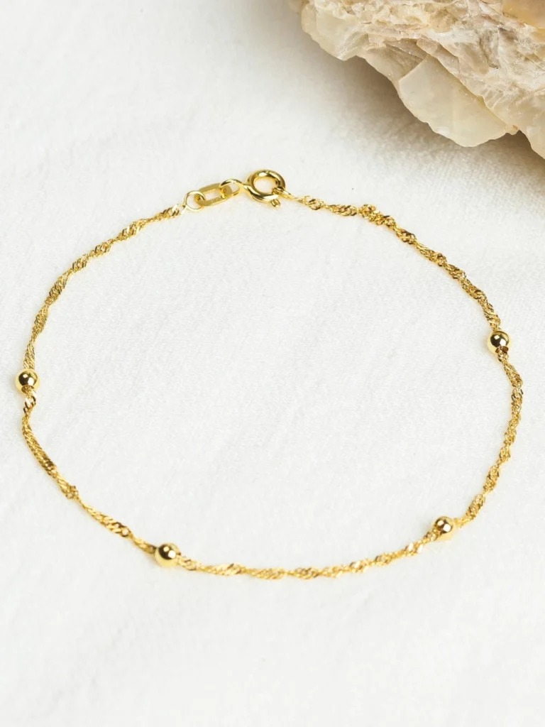 William May 9ct Yellow Gold Twisted Curb & Bead Link Bracelet