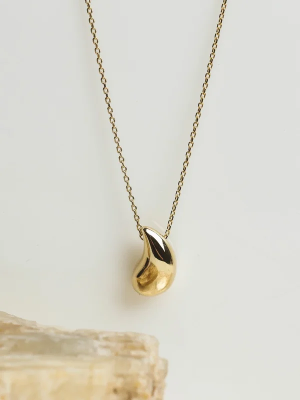William May 9ct Yellow Gold Water Drop Pendant & 17" Necklace