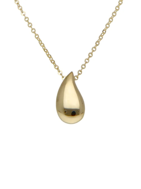 William May 9ct Yellow Gold Water Droplet Pendant & 18" Necklace