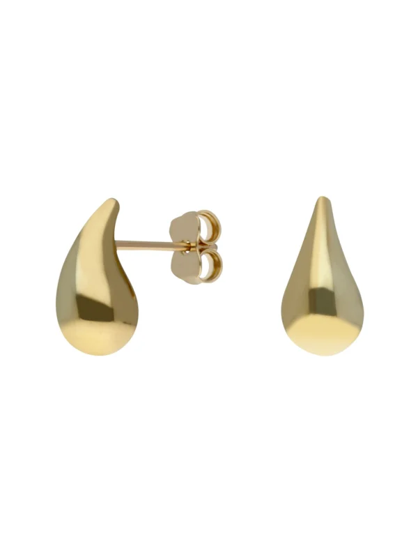 William May 9ct Yellow Gold Water Droplet Stud Earrings