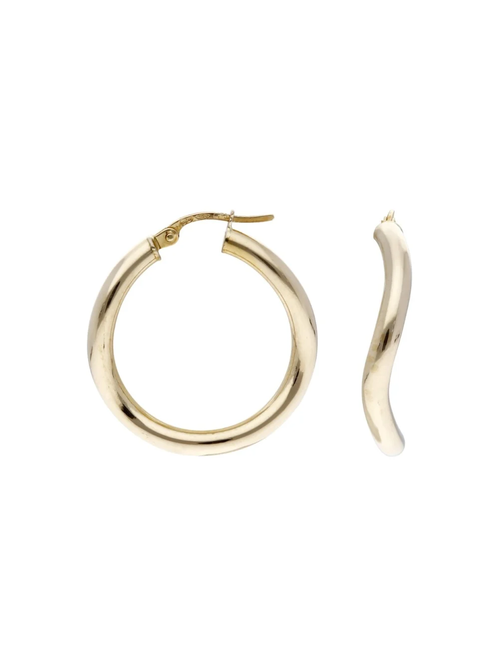 William May 9ct Yellow Gold Wave Hoop Creole Earrings, view 2