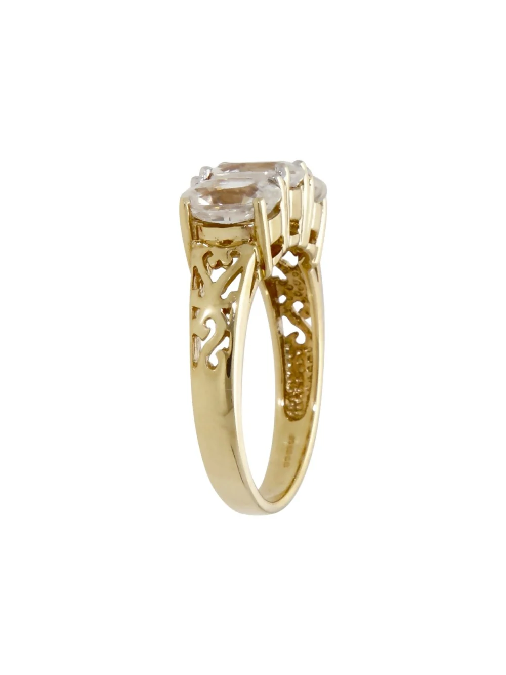 William May 9ct Yellow Gold White Topaz Trilogy Dress Ring, view 2