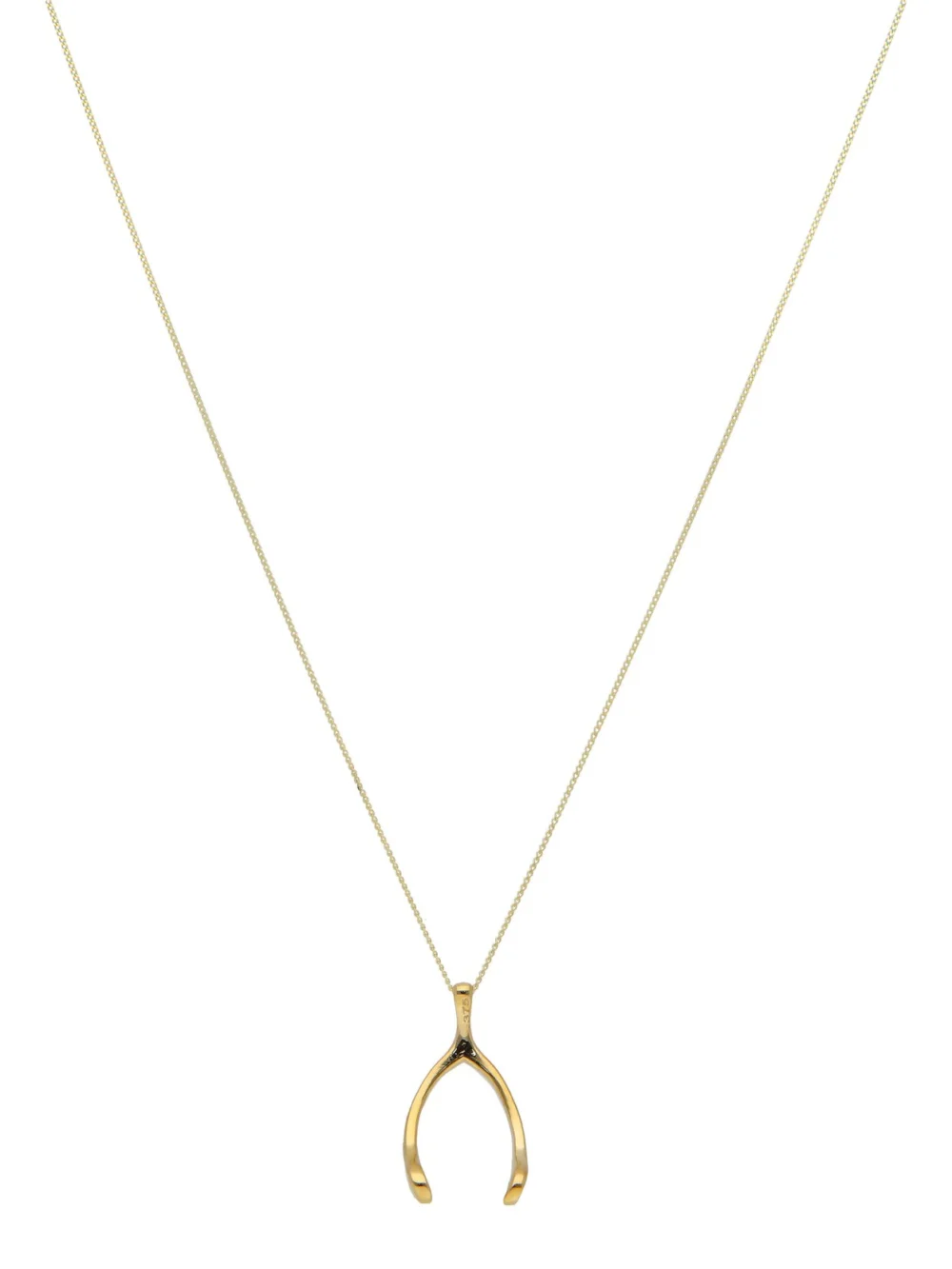William May 9ct Yellow Gold Wishbone Pendant & 18" Necklace, view 3