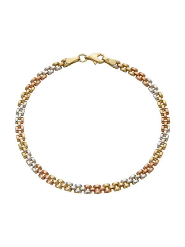William May 9ct Yellow Rose & White Gold 7.5" Brick Link Bracelet