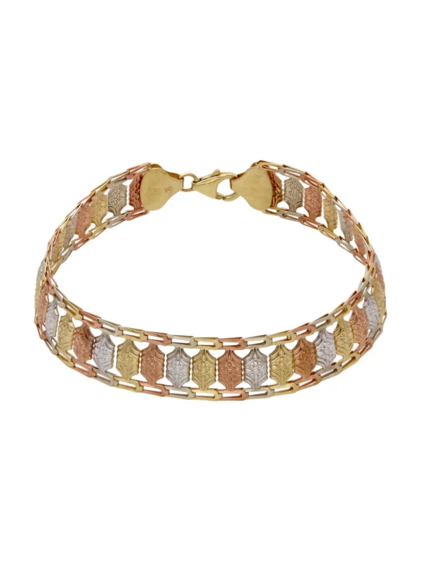 William May 9ct Yellow Rose & White Gold 7.5" Fancy Link Bracelet