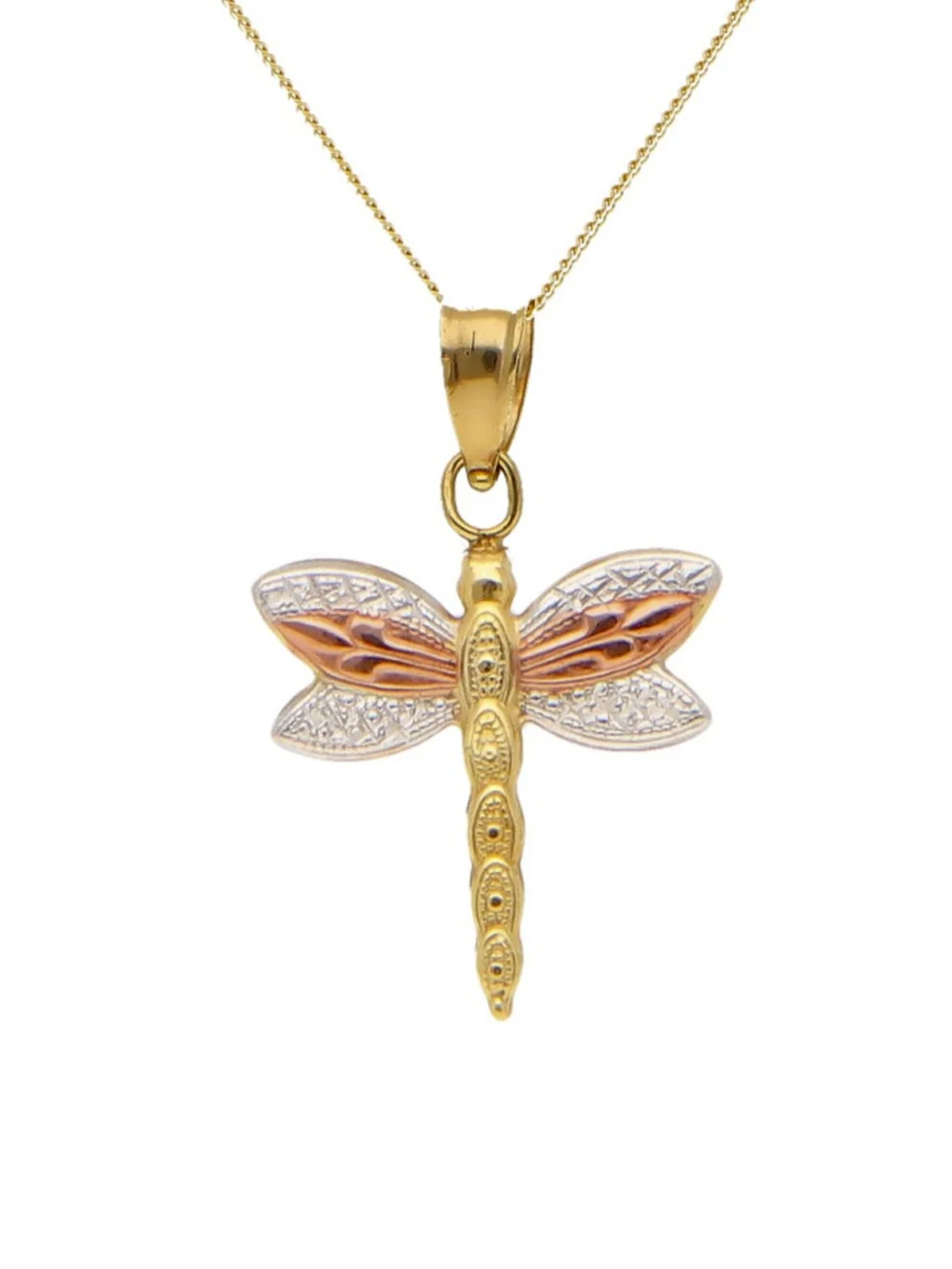 William May 9ct Yellow Rose & White Gold Dragonfly & 18" Necklace, view 2