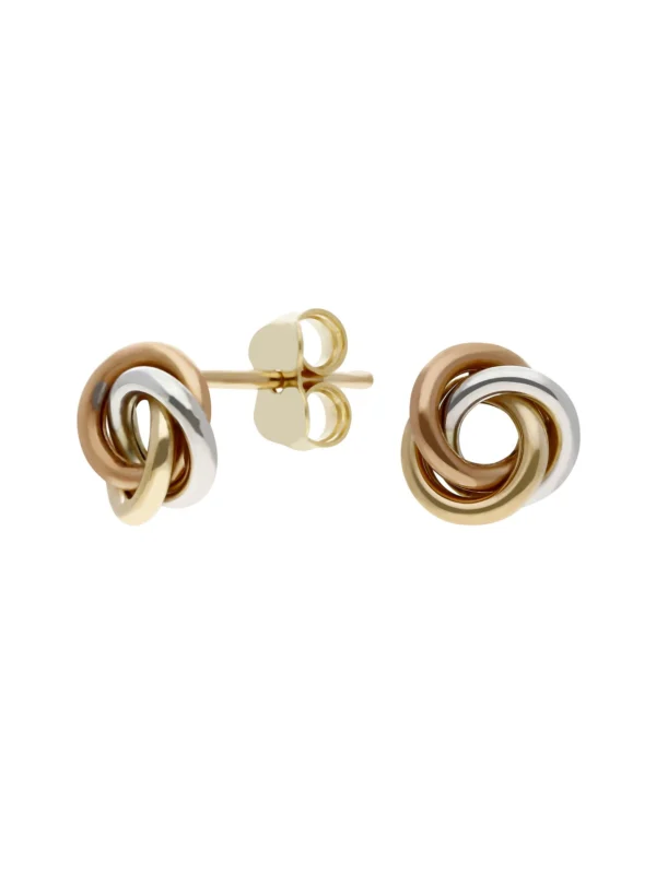William May 9ct Yellow Rose & White Gold Knot Stud Earrings