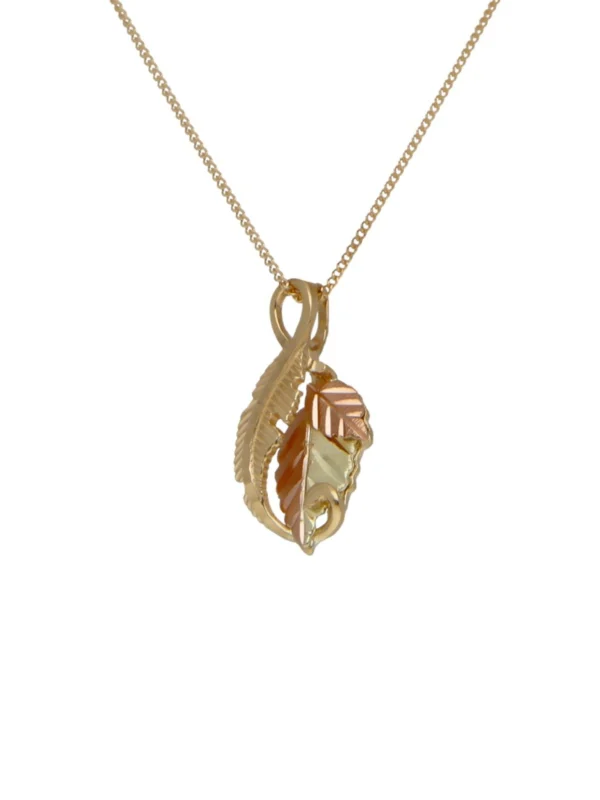 William May 9ct Yellow Rose & White Gold Leaf Pendant Necklace