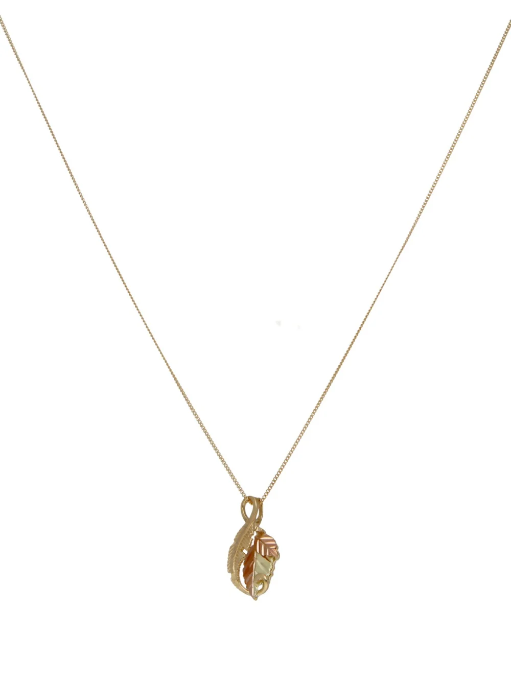 William May 9ct Yellow Rose & White Gold Leaf Pendant Necklace, view 2