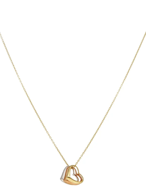 William May 9ct Yellow Rose & White Gold Triple Hearts Necklace