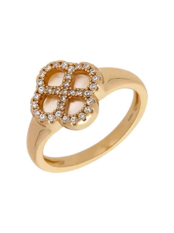 William May Gold Plated Cubic Zirconia & Mother of Pearl Petal Ring