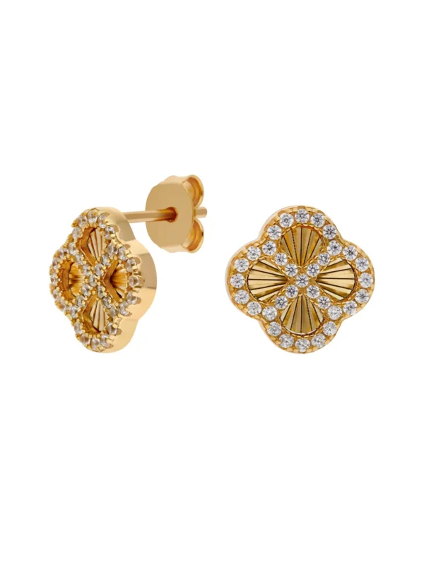 William May Gold Plated Cubic Zirconia Sunburst Petal Earrings