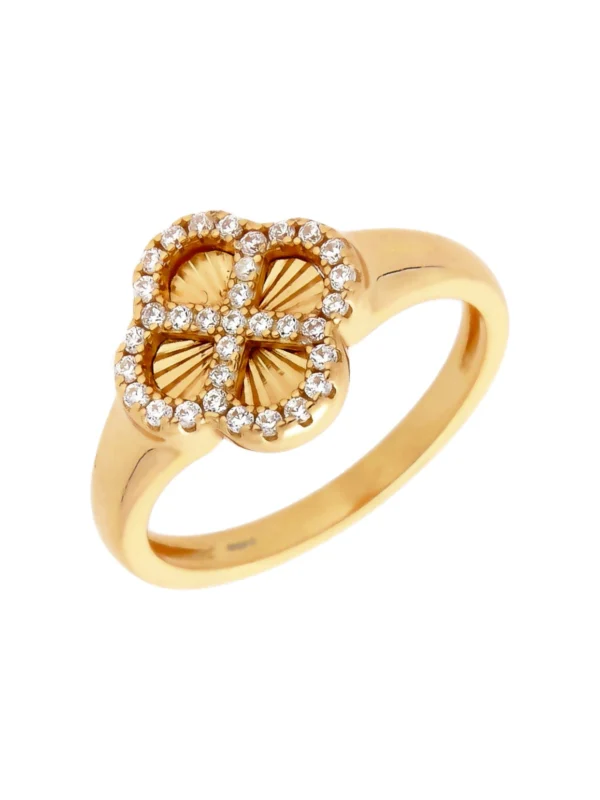 William May Gold Plated Cubic Zirconia Sunburst Petal Ring