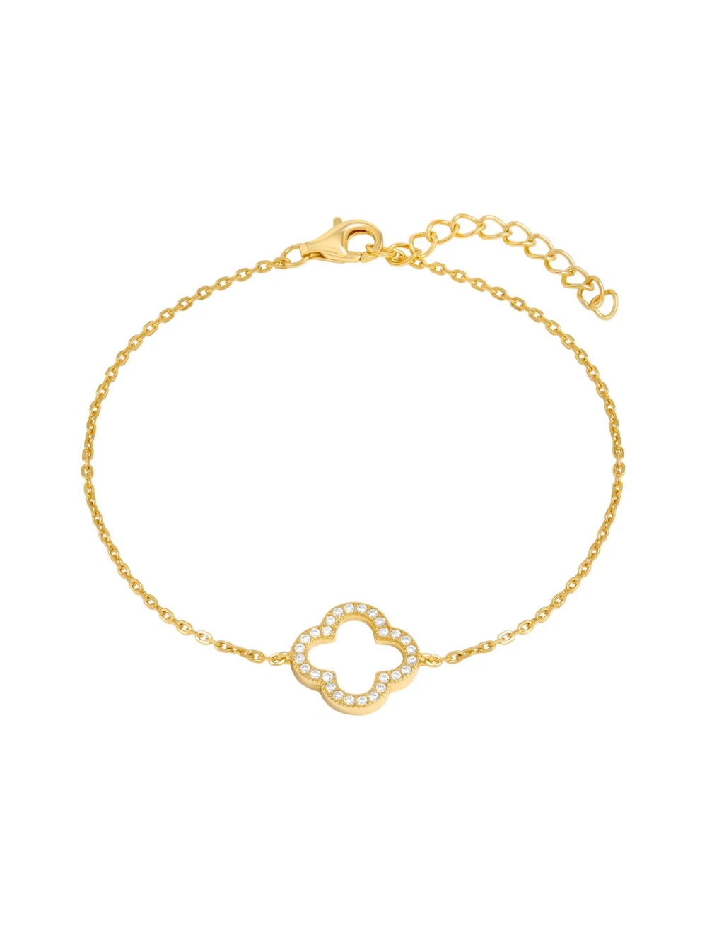 William May Gold Plated Silver Cubic Zirconia Clover Petal Bracelet
