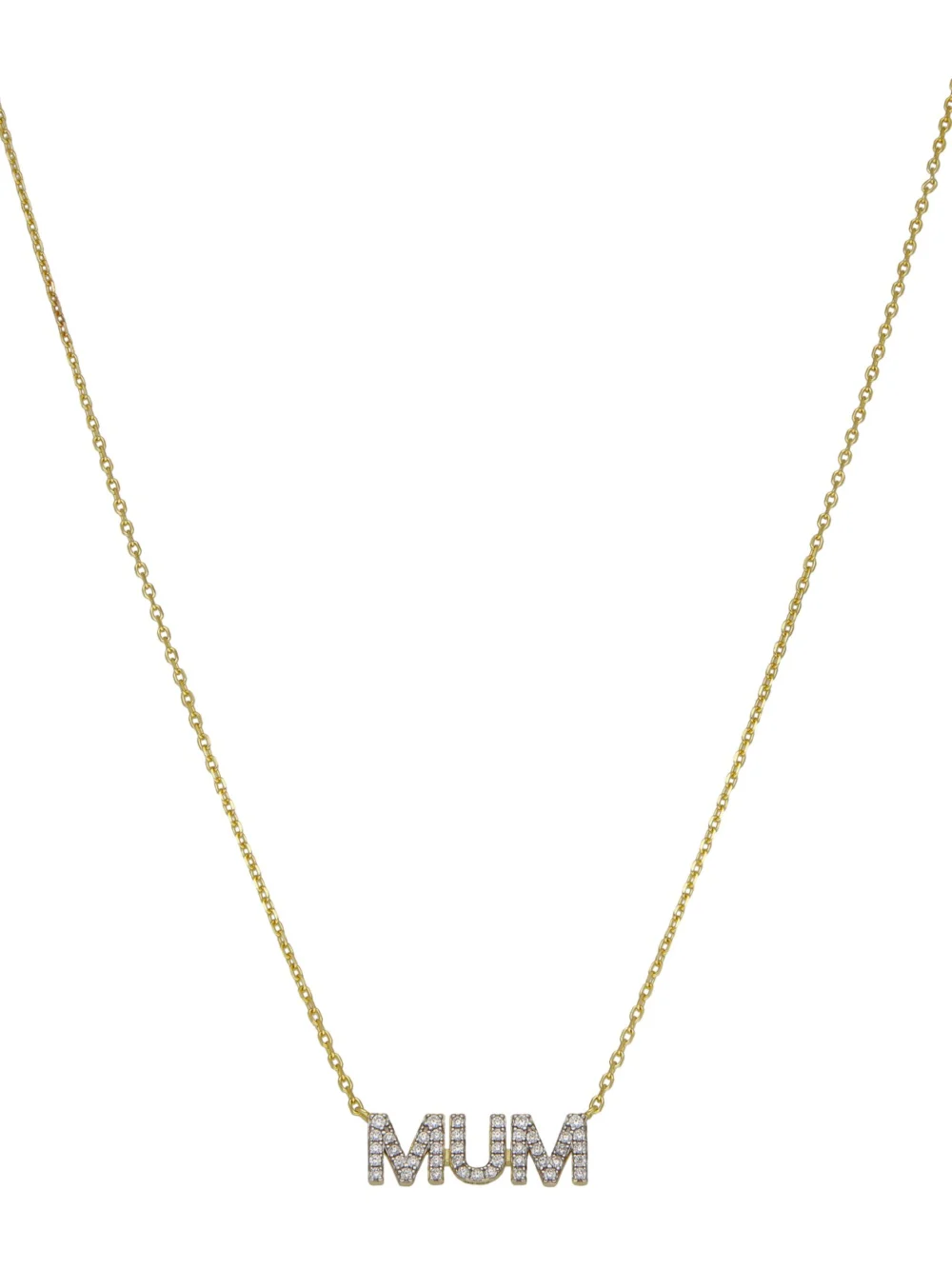 William May Gold Plated Silver Cubic Zirconia Mum Chain Necklace, view 2
